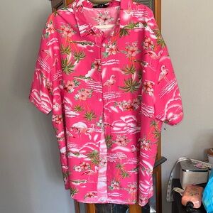 Pink Tropical Floral Short-Sleeve Shirt